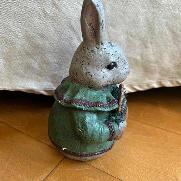Paper Mache Plaster Easter Bunny Country Primitive RabbitBasket 8” - Picture 7 of 12